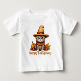 Camiseta Gato de Ação de Graças encantador e festivo disfar