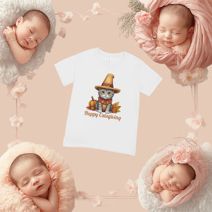 Camiseta Gato de Ação de Graças encantador e festivo disfar
