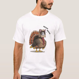 Camiseta Gato De Ação De Graças Engraçado Turca Falso Gato