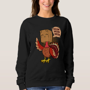 Camiseta Gato de Ação de Graças  Gato Falso Mia Peru de Açã