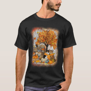 Camiseta Gato de Ação de Graças Pumpkin Outono Fal de Gatos