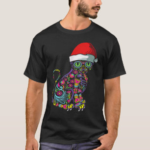 Camiseta Gato de Açúcar Crânio Santa Hat Natal Pet X Mas Ow