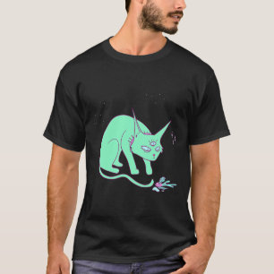 Camiseta Gato De alienígena Com Peixe