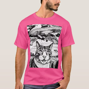 Camiseta Gato De alienígena Ufo Gatos Engraçados E Ficção C