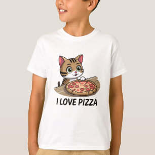 Camiseta Gato de amante de pizza