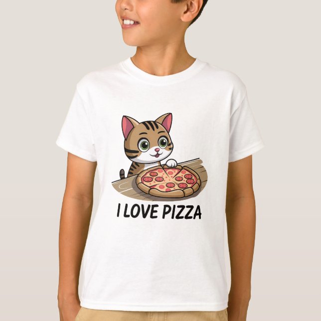 Camiseta Gato de amante de pizza (Frente)