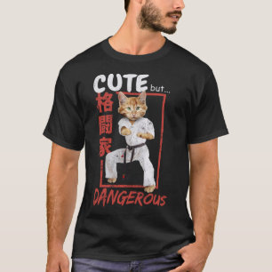 Camiseta Gato de Amor Perigoso Cachorro de Animais Karate T