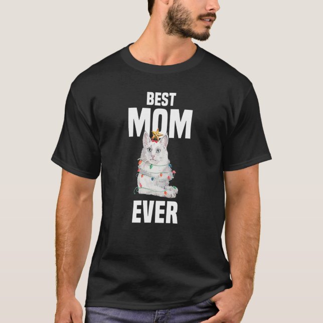 Camiseta Gato de Angora Bonito com Luzes de Leite de Leite  (Frente)