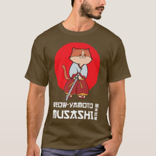 Camiseta Gato de Anime Kawaii, Gato de Gato de Samurai e Ga