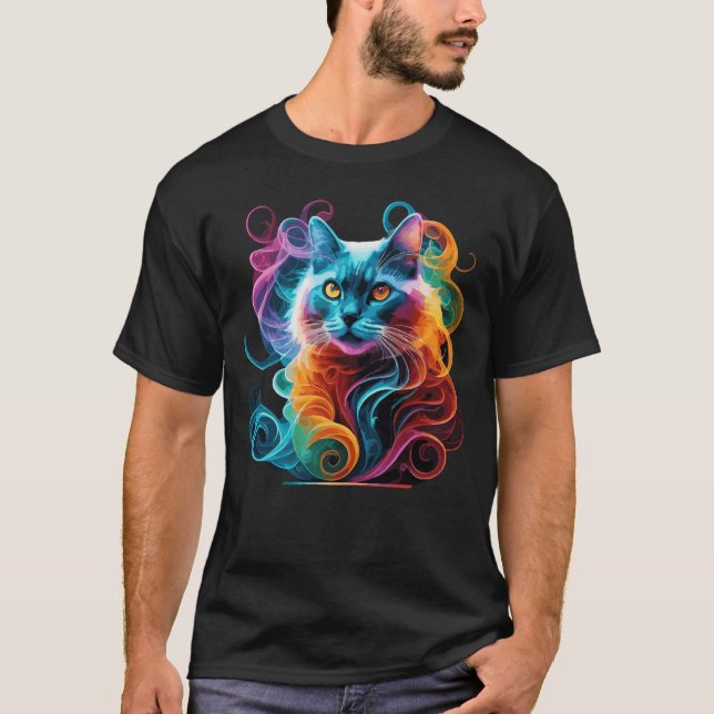 Camiseta Gato de Animo Espectral na Explosão de Fumos Vibra (Frente)