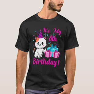 Camiseta Gato de aniversário de 8 anos Kitten gatinho 8º An