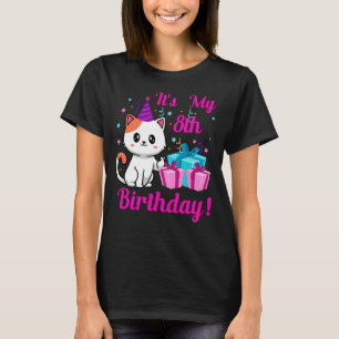 Camiseta Gato de aniversário de 8 anos Kitten gatinho 8º An