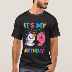 Camiseta Gato de aniversário de 9 anos Gatinho gatinho 9º A