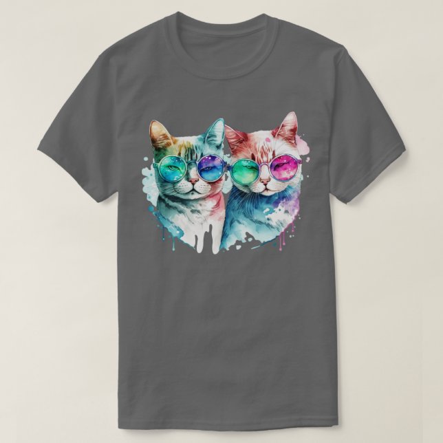 Camiseta Gato de Aquarela (Frente do Design)