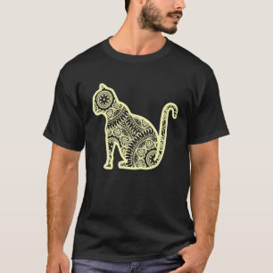 Camiseta Gato de Aquarela Mandala Sagrado Geometria Fratura