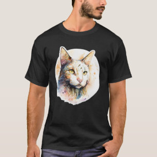 Camiseta Gato de aquarela original, bonito e único 4