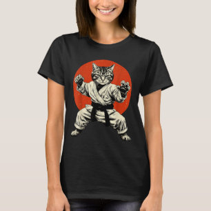 Camiseta Gato de Artes Marciais Karate Judô Bandeira Japone