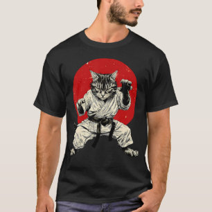 Camiseta Gato de Artes Marciais Karate Judô Bandeira Japone