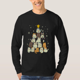 Camiseta Gato de Árvore de Natal de Natal de feliz