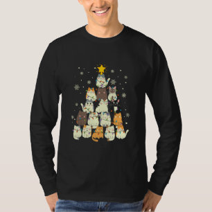 Camiseta Gato de Árvore de Natal de Natal de feliz