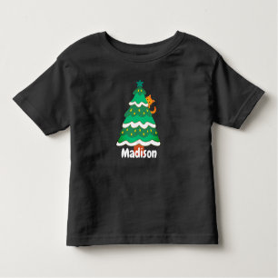 Camiseta Gato de Árvore de Natal Engraçado Personalizado