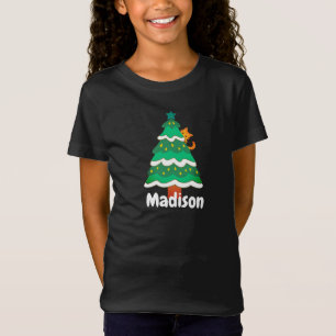 Camiseta Gato de Árvore de Natal Engraçado Personalizado