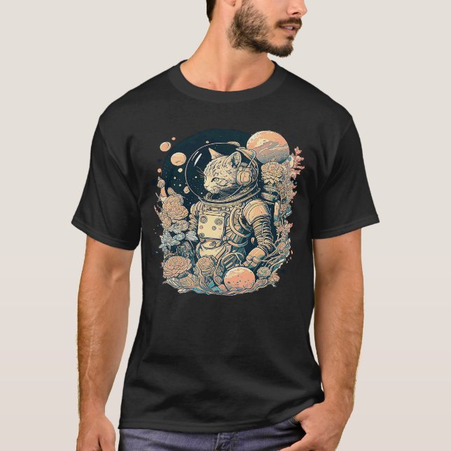 Camiseta Gato de Astronauta abstrato com Pop de Colo (Frente)