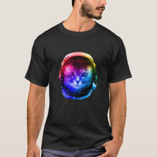 Camiseta Gato de Astronauta Colorido
