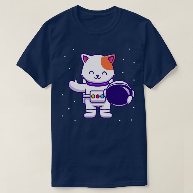 Camiseta Gato de Astronauta Gelado com Capacete (Frente do Design)