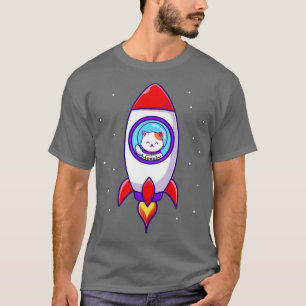 Camiseta Gato De Astronauta Giro Que Voa Em Cartoon De Fogu