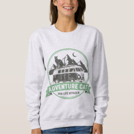Camiseta Gato de Aventura Vida em Van - Caminhonete Retrô