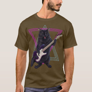 Camiseta Gato-de-baixo tocando violão-rock e r