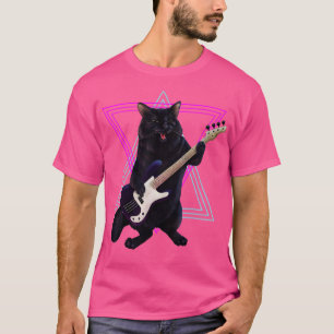 Camiseta Gato-de-baixo tocando violão-rock e r