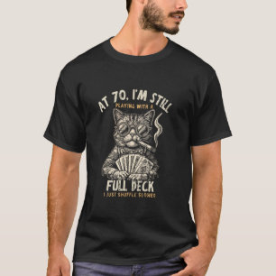 Camiseta Gato de Baralho Completo de 70º Aniversário Engraç