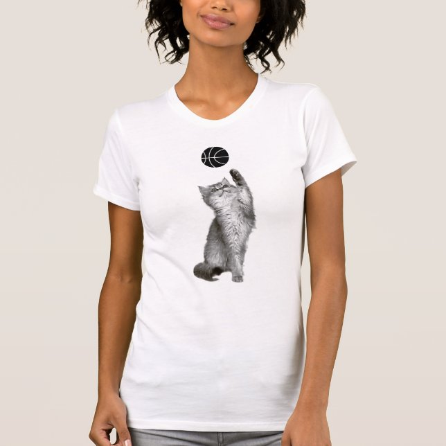 Camiseta Gato de basquete - Gatinho com bola (Frente)