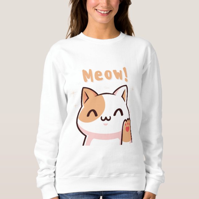 Camiseta Gato de bege de Grito com Ilustração de Texto de V (Frente)