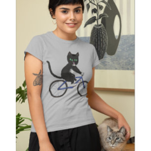 Camiseta Gato de bicicleta com smoking