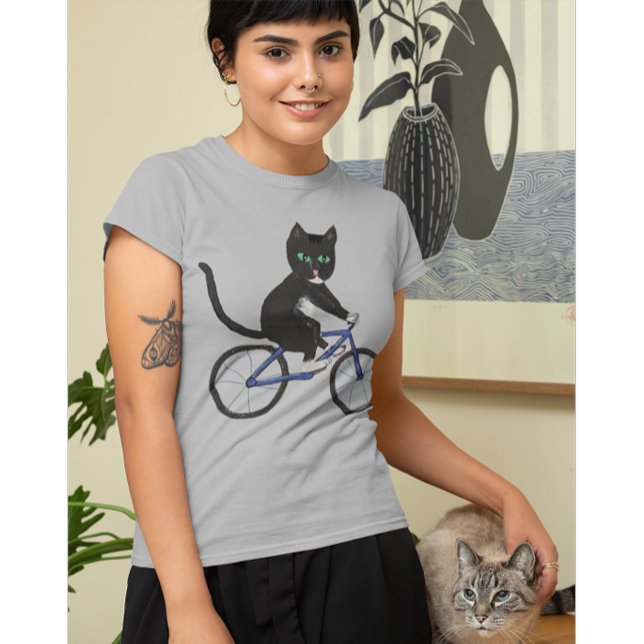 Camiseta Gato de bicicleta com smoking (Criador carregado)