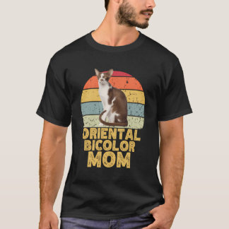 Camiseta Gato De Bicolor Oriental Mãe Retro Vintage Engraça
