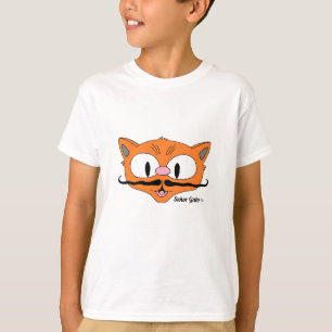 Camiseta Gato de Bigode de Desenho Animado Senhor Gato Infa