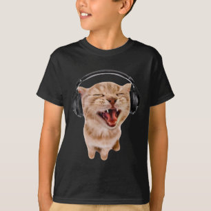Camiseta Gato de bobo com Fones de ouvido