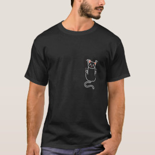 Camiseta Gato de bolso preto