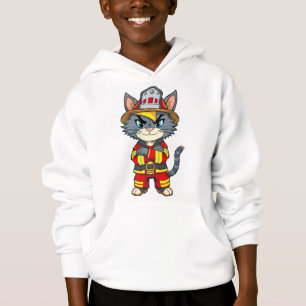 Camiseta Gato de Bombeiro Duro - Estilo de Cartoon dos anos