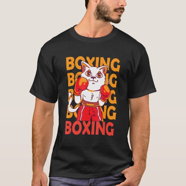 Camiseta Gato de boxe de animais com luvas de boxe, citação (Frente)