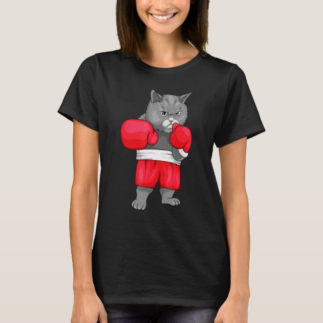 Camiseta Gato De Boxer Para Um Boxer E Gato (Frente)