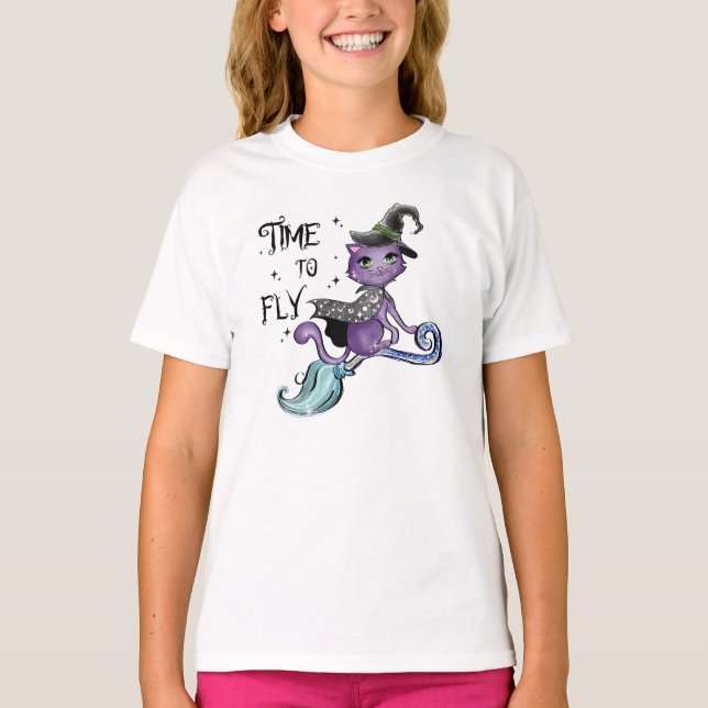 Camiseta Gato de Bruxa Voadora Bonita | Hora De Voar (Frente)
