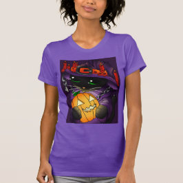 Camiseta Gato de Bruxas Negras de Abóbora Halloween