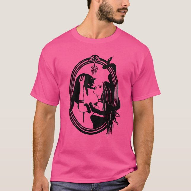 Camiseta Gato de Bruxo Pagan Gothic Wicca Witchy (Frente)
