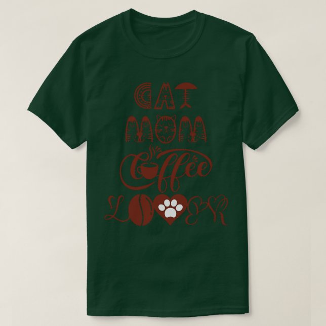 Camiseta Gato de café da mãe, Gato Design 9 (Frente do Design)