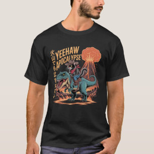 Camiseta Gato de Caligrafia Retro Dinossauro Erupção Vulcân